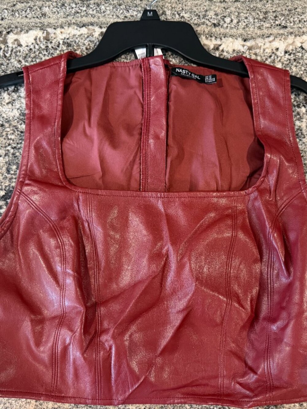 Nasty Gal Faux Leather Square Neck Corset Top